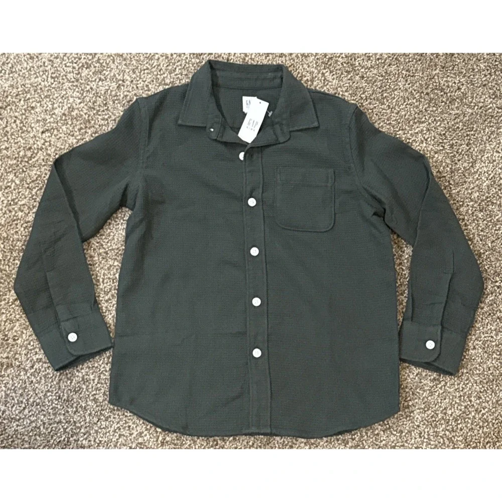 GAP Kids Green Button Up Waffle Knit. New With Tag. Lite Weight. MSRP $39.99.